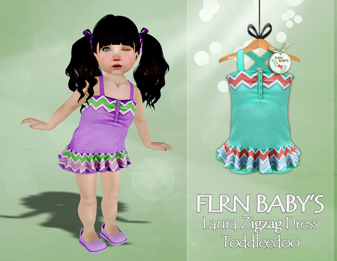 {FLRN} Laura Zigzag Dress Turquoise