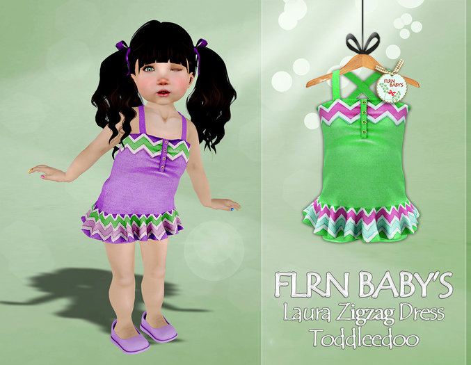 {FLRN} Laura Zigzag Dress Green