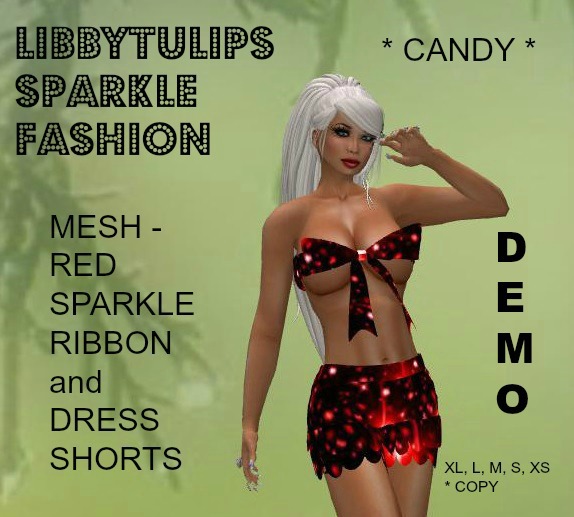 * Candy * DEMO Sparkle Ribbon and Dress Shorts - Mesh