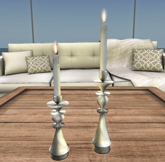 Candlesticks Silver w/White Candles