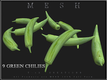 T-3D Creations [  9 Green Chilies ]  Regular MESH - Full Perm -