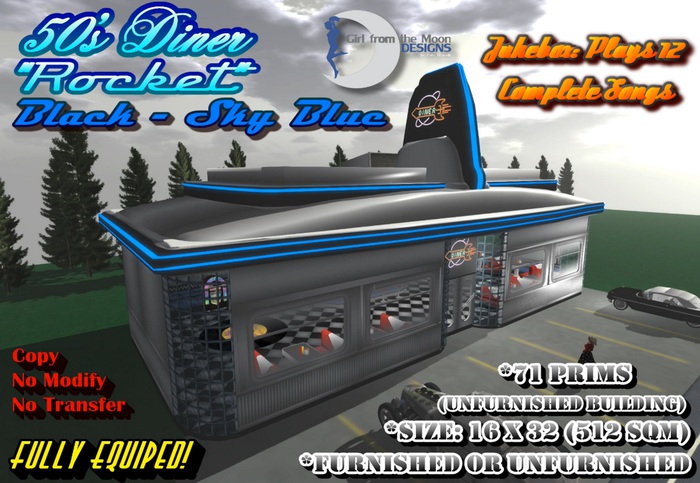 50's Diner "Rocket" Black - Sky Blue