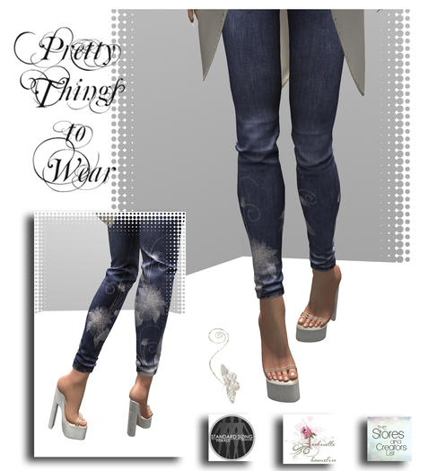 ~~Blue Floral Glitter Denim~~ Fitted Mesh Included