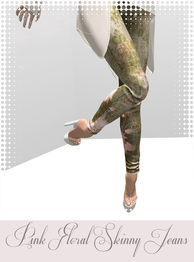 BLUE FLORAL GLITTER MOTIF JEANS