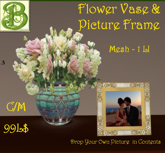 Mesh Crystal Vase with Mixed Roses - Only  1 Prim - .5LI