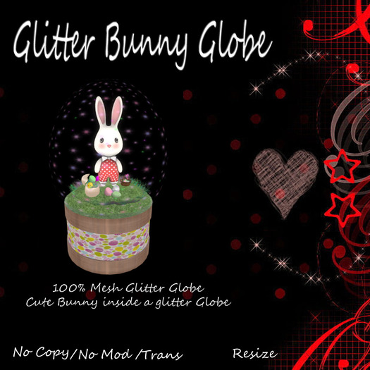 Bunny Glitter Globe Red