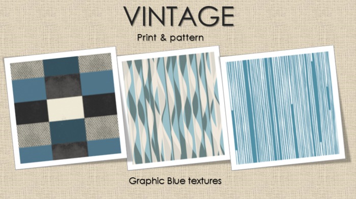 Graphic blue Vintage Wallpaper