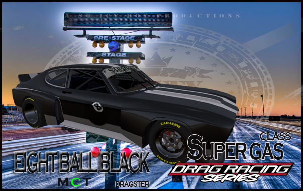 ...SIB Motorz:.Eight Ball Black Dragster Boxed