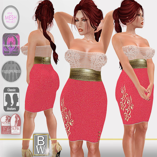 *** Strapless Dress 'Golddigger II' RED ***