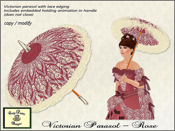 Crazy Pastry Designs Victorian Parasol - rose