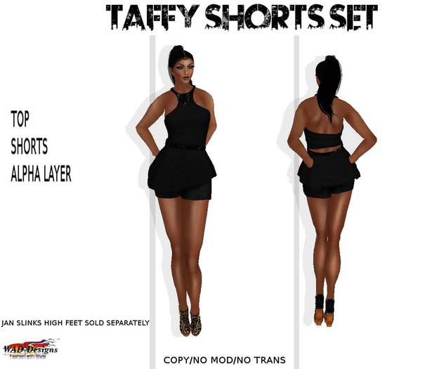 TAFFY SHORTS SET BLACK 