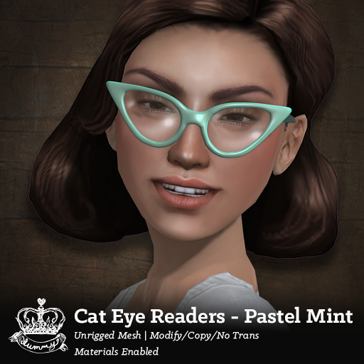 Second Life Marketplace (Yummy) Cat Eye Readers Pastel Mint