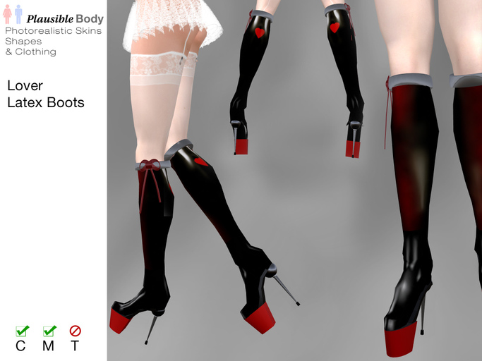 PB :: Black & Crimson Latex Boots "Lover"