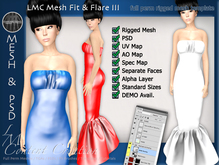 LMC Mesh Templates - Fit & Flare III - fully rigged mermaid dress