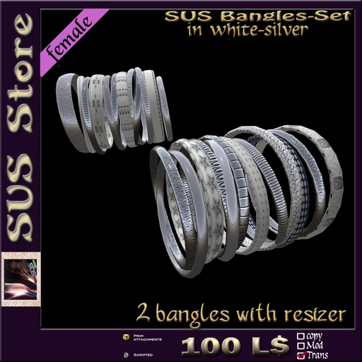 SUS Bangles (white-silver) boxed
