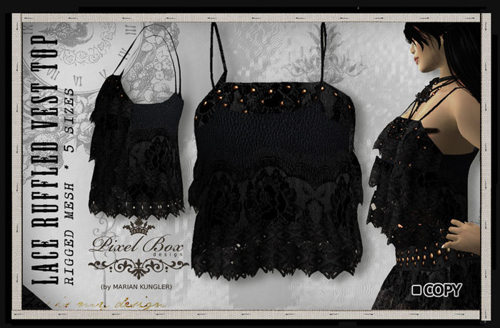 SALEROOM PIXEL BOX - Lace Ruffled Vest Top (box)