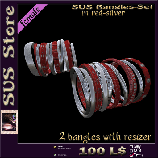 SUS Bangles (red-silver) boxed