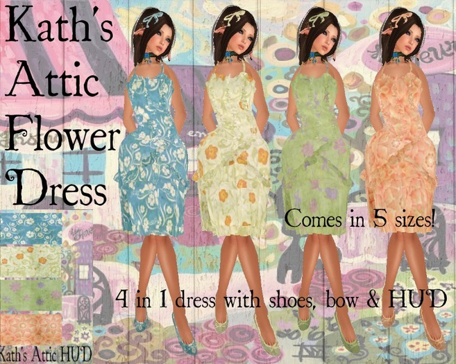 Kath's Attic-Flower Dress with HUD *NEW*