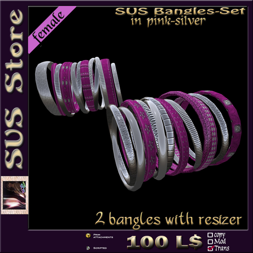 SUS Bangles (pink-silver) boxed