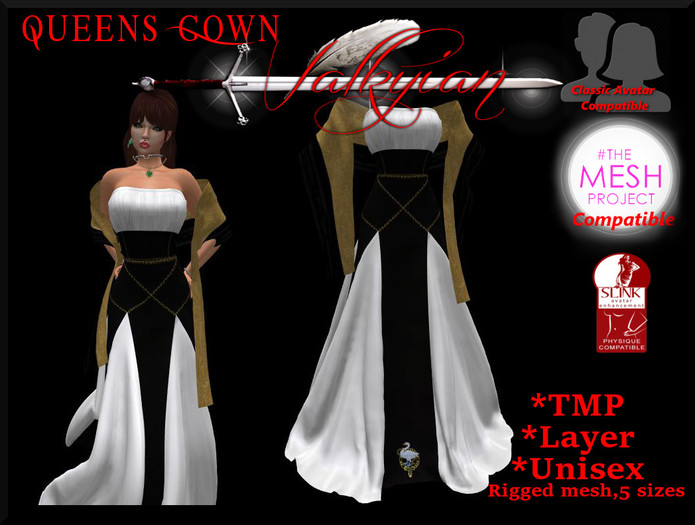 ~Valkyrian~ (Black) Medieval Gown Dress with Shawl