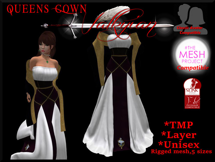 ~Valkyrian~ (Purple)Medieval Gown Dress with Shawl
