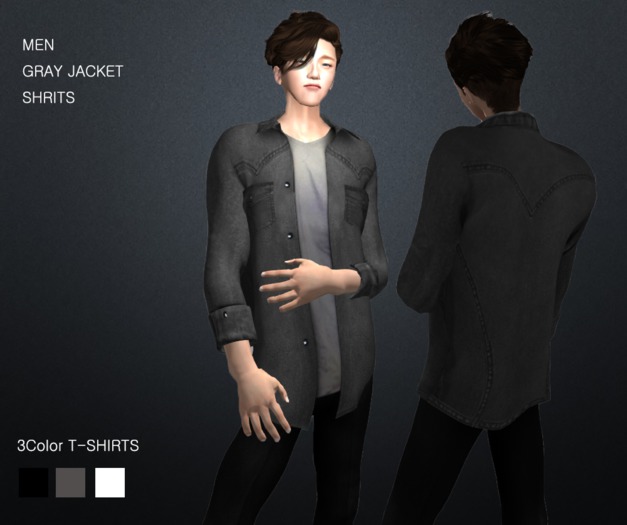 06. NEWCORE)MEN GRAY JACKET SHIRTS L$100