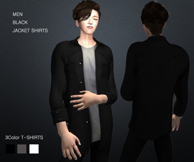  NEWCORE)MEN BLACK JACKET SHIRTS 