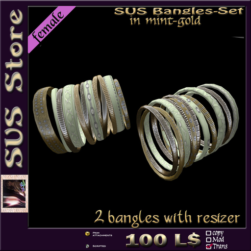 SUS Bangles (mint-gold) boxed
