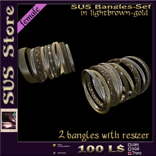 SUS Bangles (lightbrown-gold) boxed