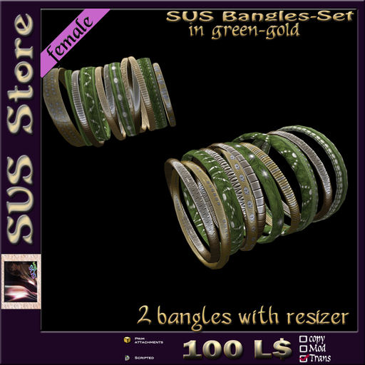 SUS Bangles (green-gold) boxed