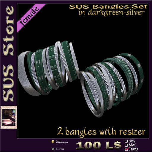 SUS Bangles (darkgreen-silver) boxed