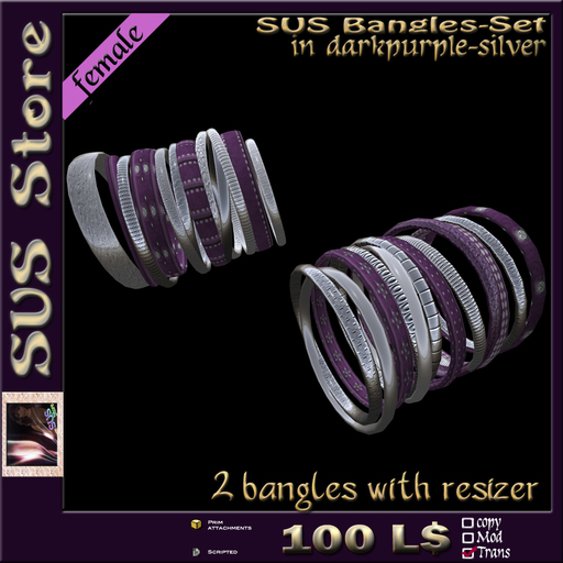 SUS Bangles (darkpurple-silver) boxed