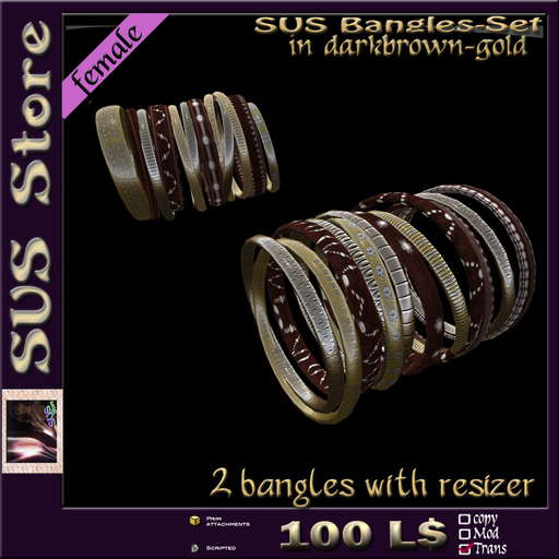 SUS Bangles (darkbrown-gold) boxed