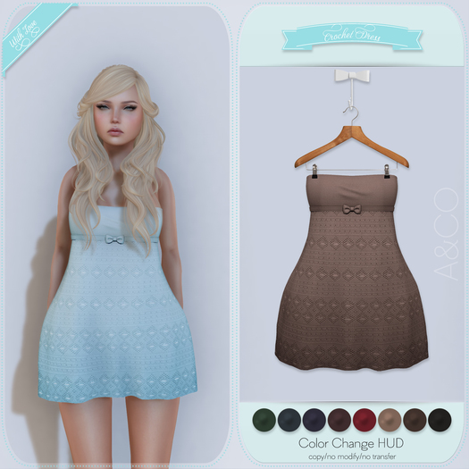 A&CO-Crochet Romantic Mini Dress-Darks-All with HUD