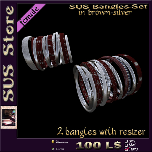 SUS Bangles (brown-silver) boxed