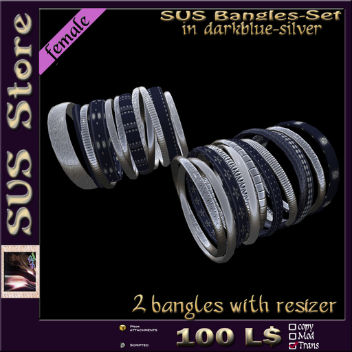 SUS Bangles (darkblue-silver) boxed