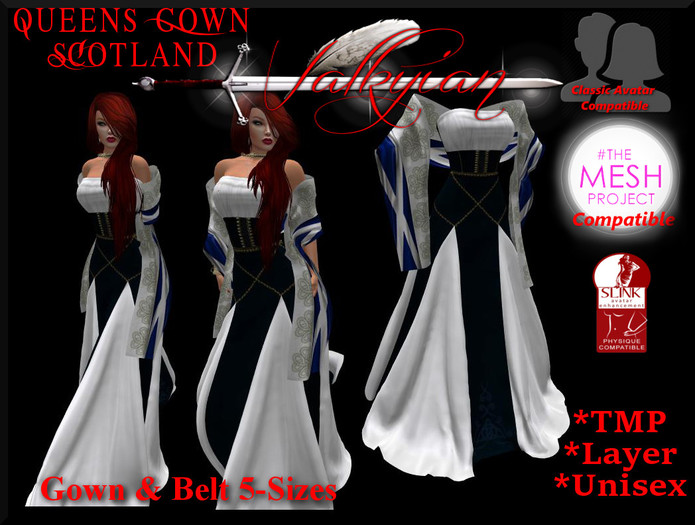 ~Valkyrian~Medieval Gown Dress with Shawl( Scotland ) with belt