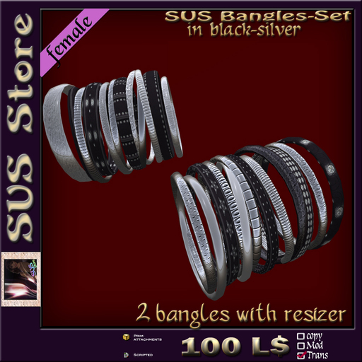SUS Bangles (black-silver) boxed