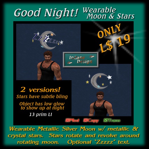 Good Night!   Wearable Moon & Stars - bagged