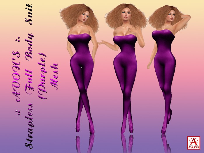 .: AVON'S :. Strapless Full Body Suit (Purple) - Mesh
