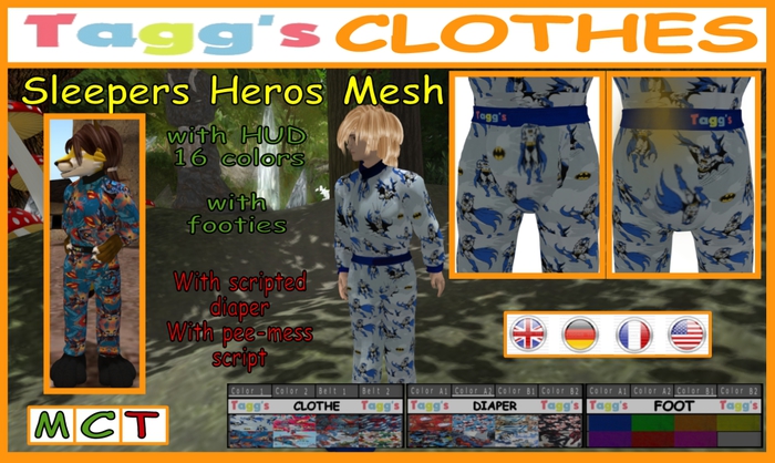 Tagg's Sleeper Heros Meshed (with diaper, underwear)