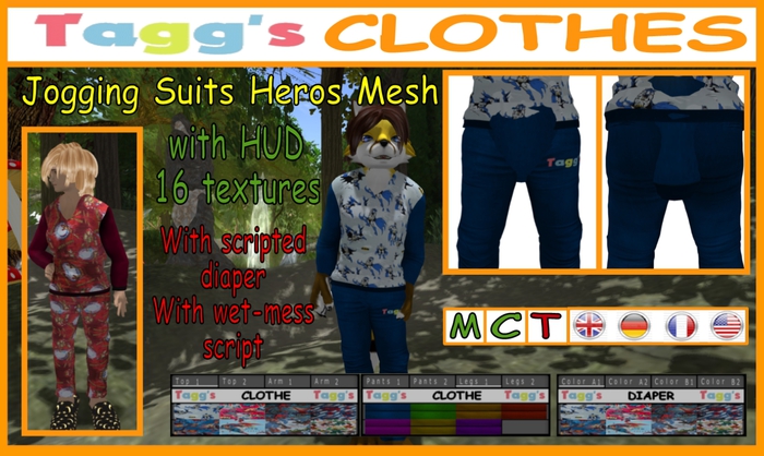 Tagg's Jogging Suit Heros Meshed (with diaper, underwear)