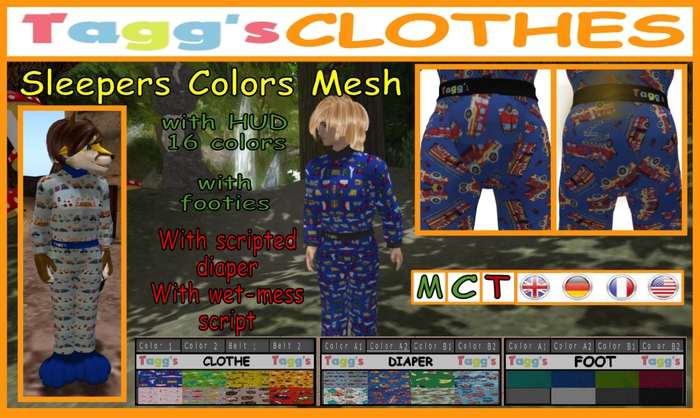 Tagg's Sleeper Colors Meshed (with diaper, underwear)
