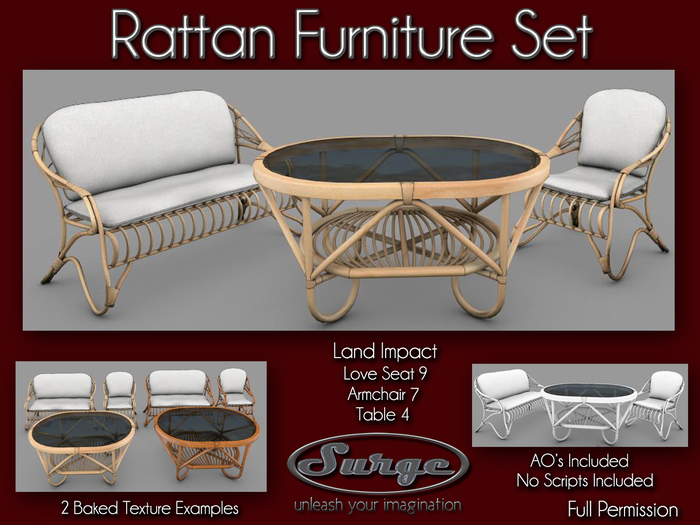 Rattan Furniture Set - Mesh - Full Permission - Low Impact