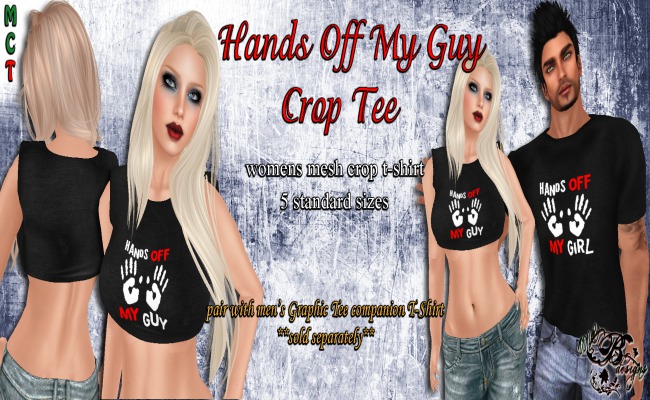 {Ms. B. Designs} Hands Off My Guy Crop Tee Boxed