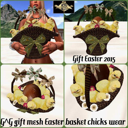 G^G gift mesh Easter basket chicks wear