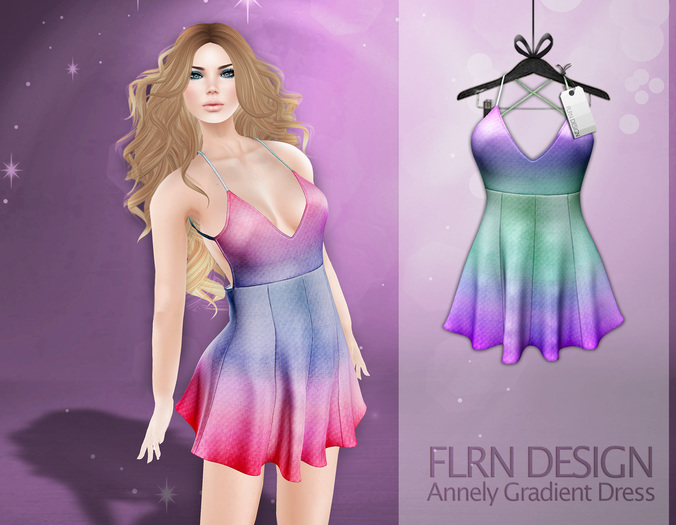 Annely Gradient Dress Turquoise&Purple