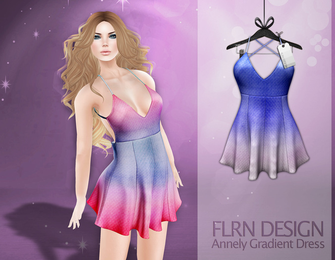 Annely Gradient Dress Navy&Plum