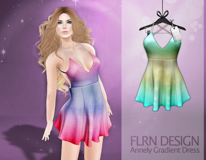 [FLRN] Annely Gradient Dress Green&Cream