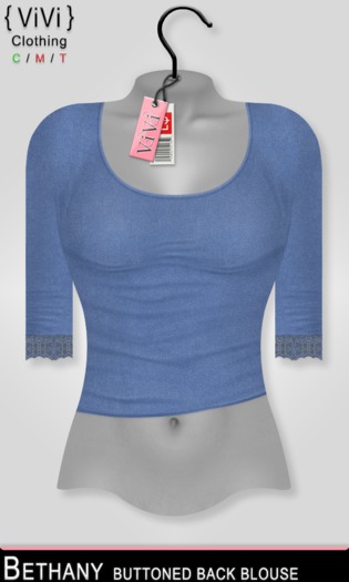 { ViVi } Bethany - Buttoned Back Blouse - Blue